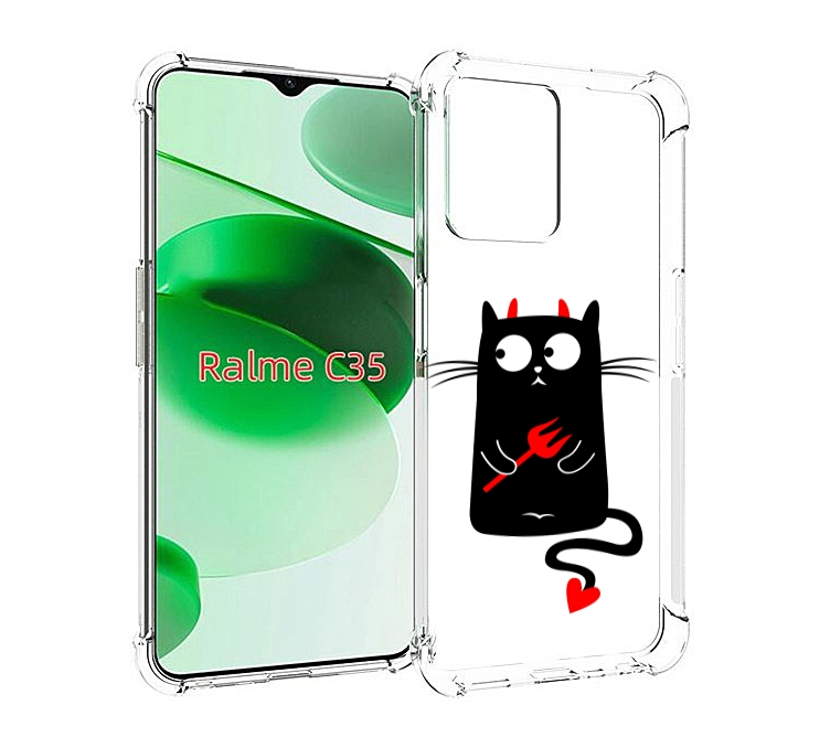 Чехол MyPads Кот демон для Realme C35 / Narzo 50A Prime