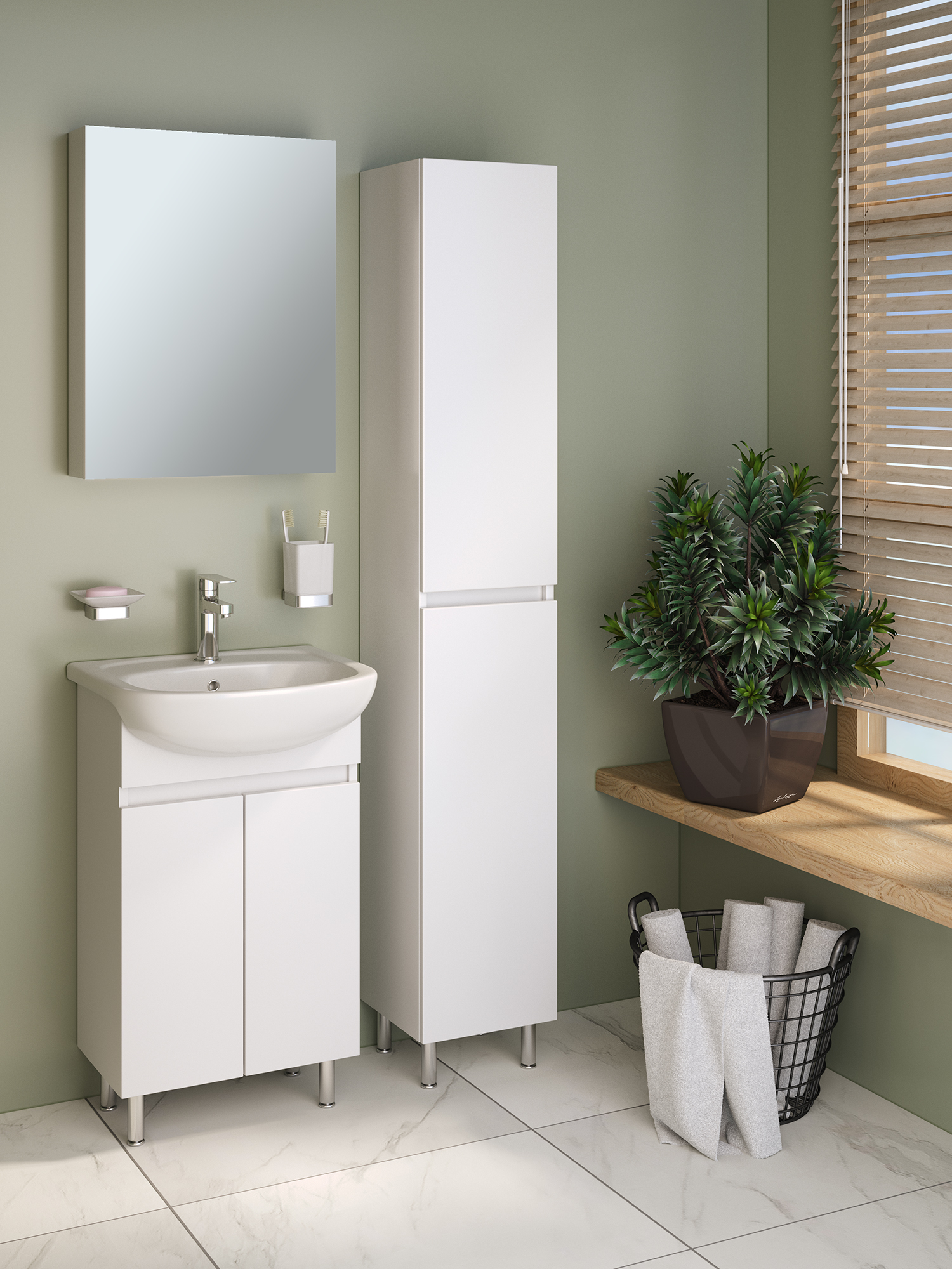 

Runo Мебель для ванной Runo Лада 50 напольная, белый