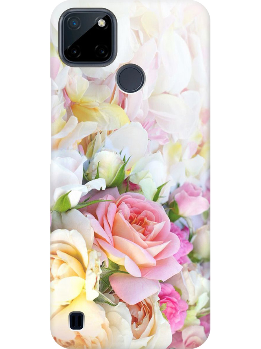 

Силиконовый чехол на Realme C21Y с принтом "Нежные розы", Прозрачный;белый;желтый;розовый, 735001121