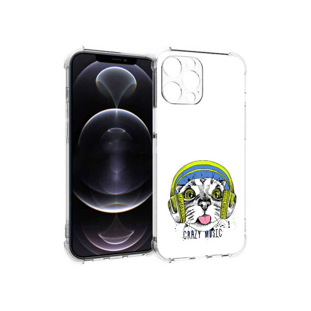 Чехол MyPads Tocco для Apple iPhone 12 Pro Max кошка в наушниках рисунок