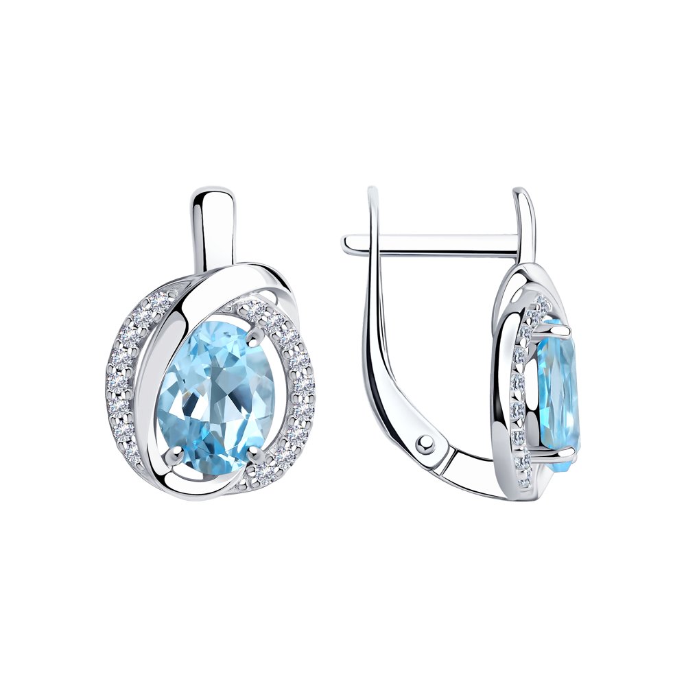 

Серьги женские из серебра SOKOLOV 92022266, топаз/фианит, 92022266