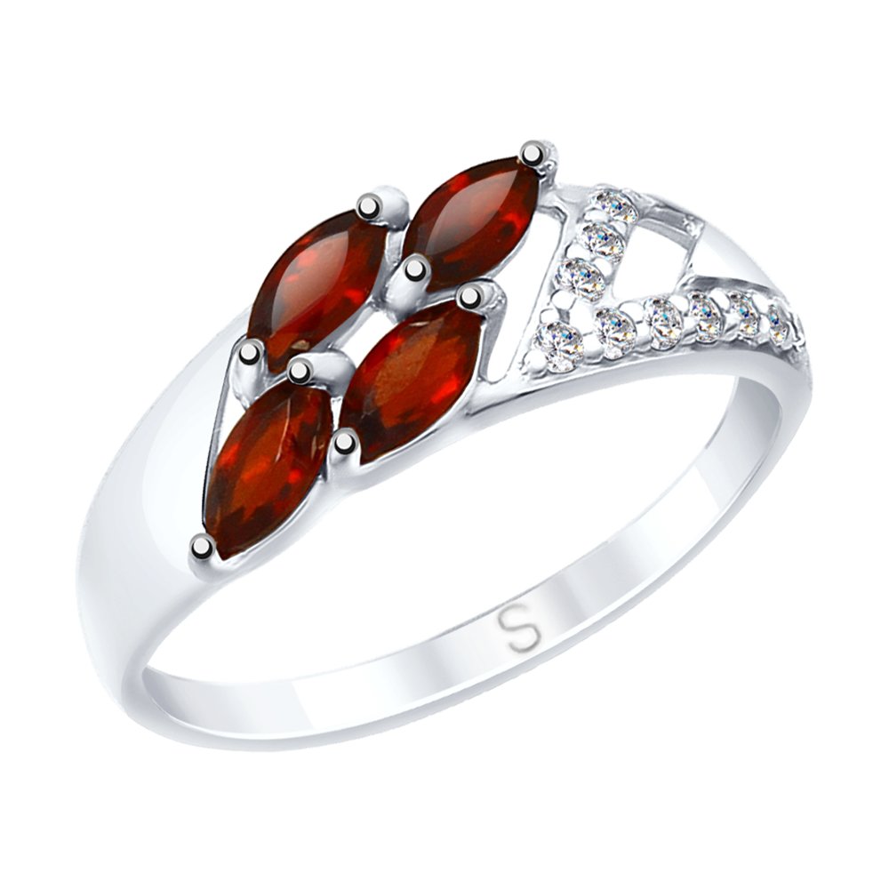 фото Кольцо из серебра с гранатом р. 19.5 sokolov 92011643