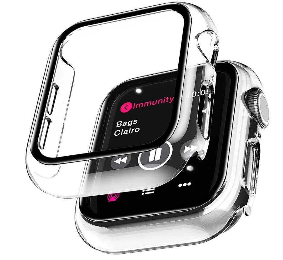 Противоударный чехол 360 для часов Apple Watch Series 7 45 мм прозрачный