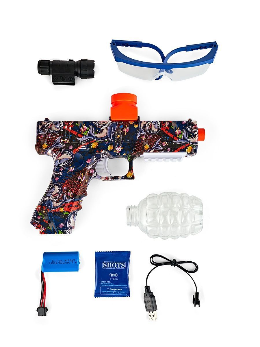 Игрушечный пистолет ИгроНика разноцветный, с лазерным прицелом, с орбизами автомат гидрогелевый игроника с орбизами qbz красный