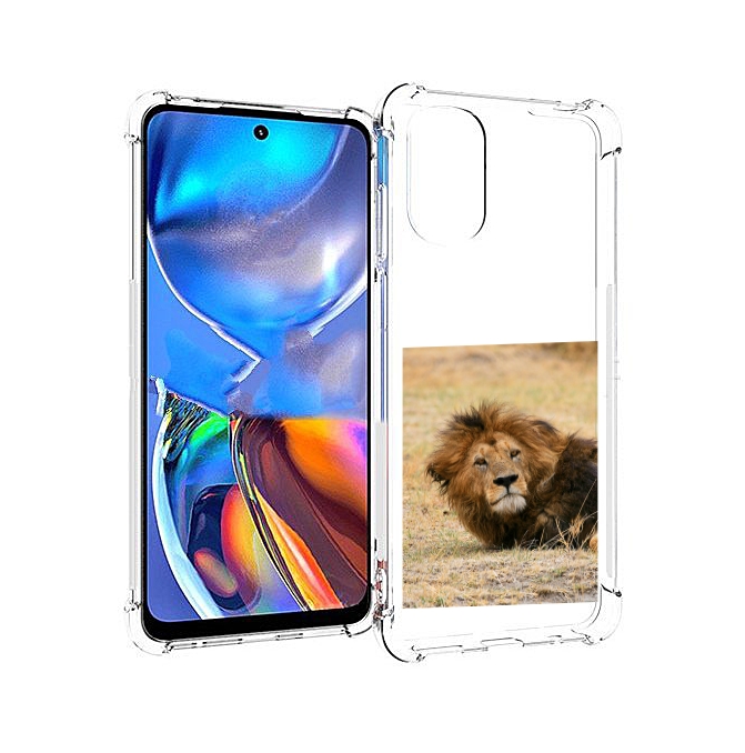 

Чехол MyPads Лев-лежит мужской для Motorola Moto E32, Прозрачный, Tocco