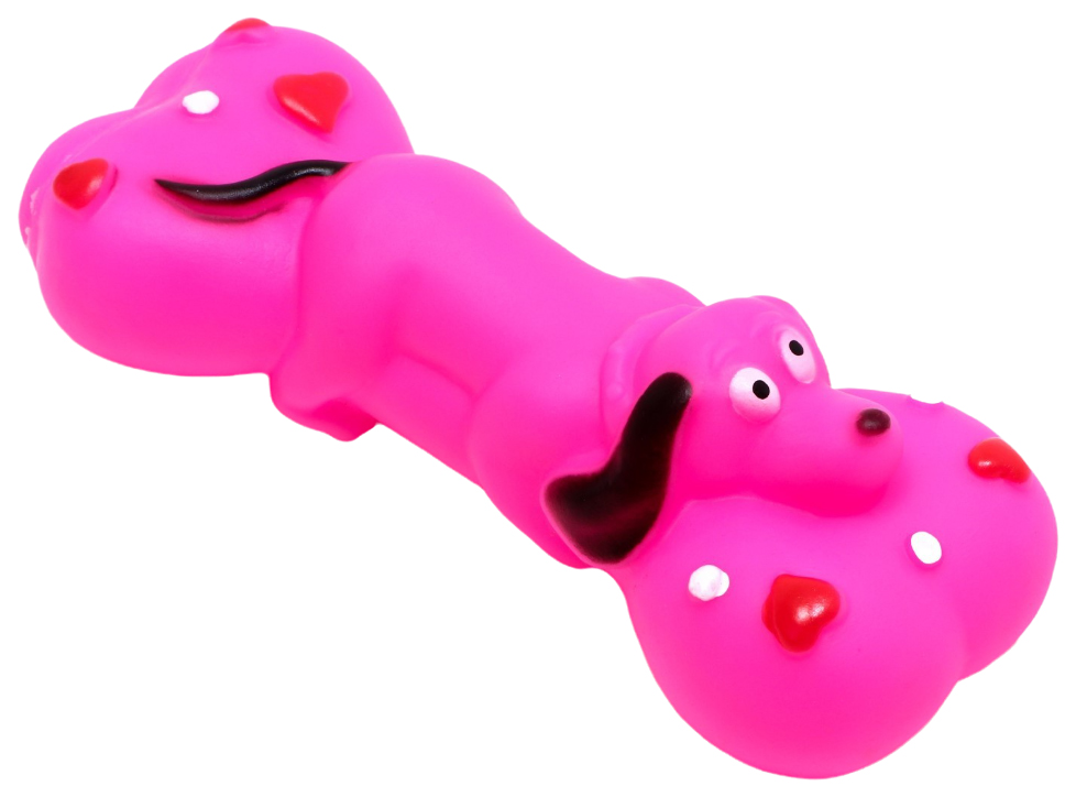 Игрушка пищащая Пижон Косточка и пес, розовая, 15х6 см