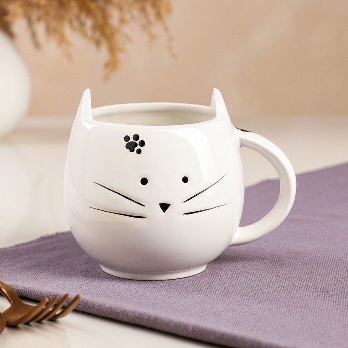 

Кружка Кот, белая, 0.4 л, микс
