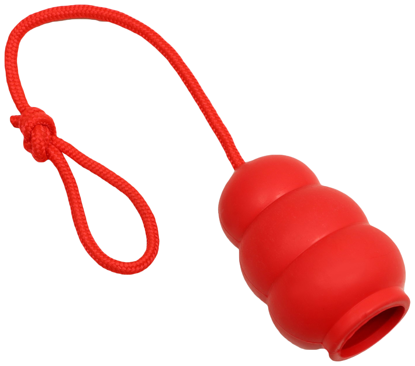 Игрушка для собак Пижон Граната на веревке, красная, 10,5х5 см