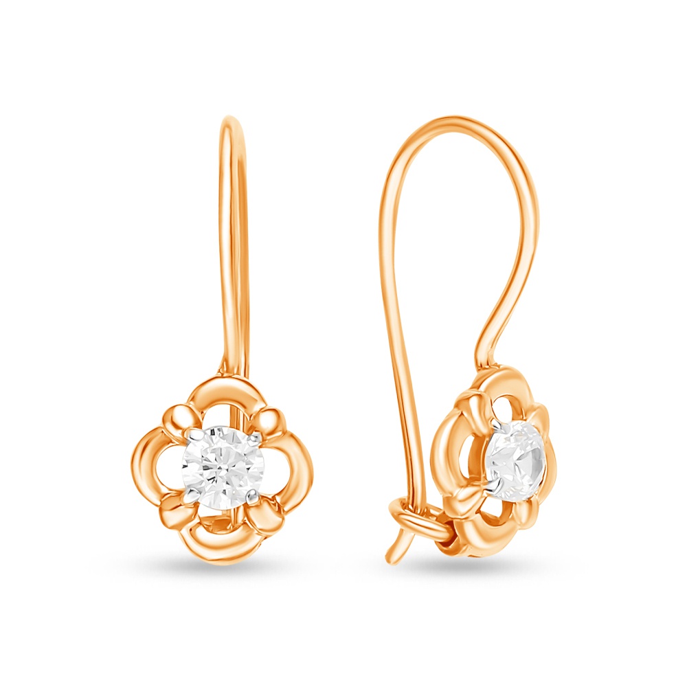 

Серьги из красного золота 585Gold 602001580, фианит, 602001580