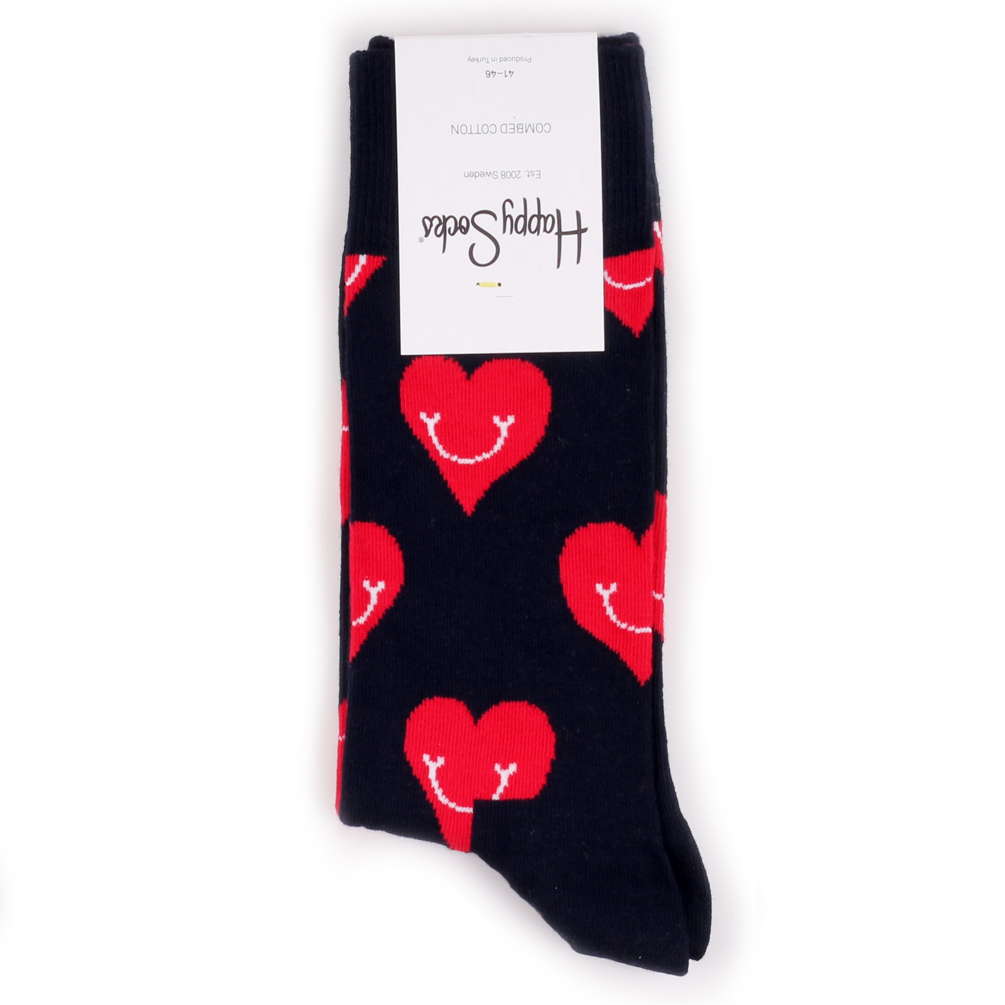 фото Носки happy socks smiley heart черные 41-46