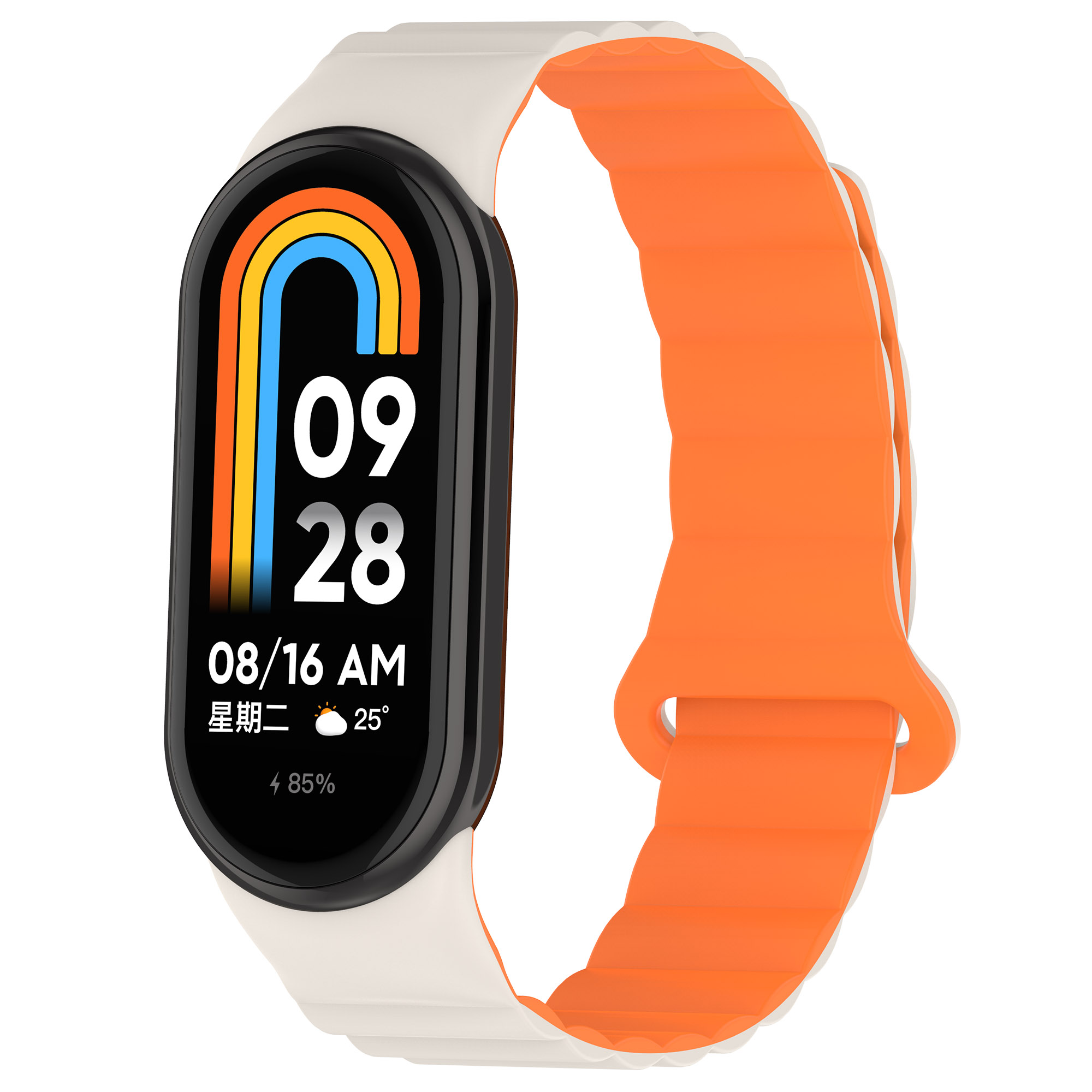 

Силиконовый ремешок для Xiaomi Mi Band 8, с магнитной застежкой, лунно-оранжевый, Бежевый;оранжевый, Xiaomi Mi Band 17