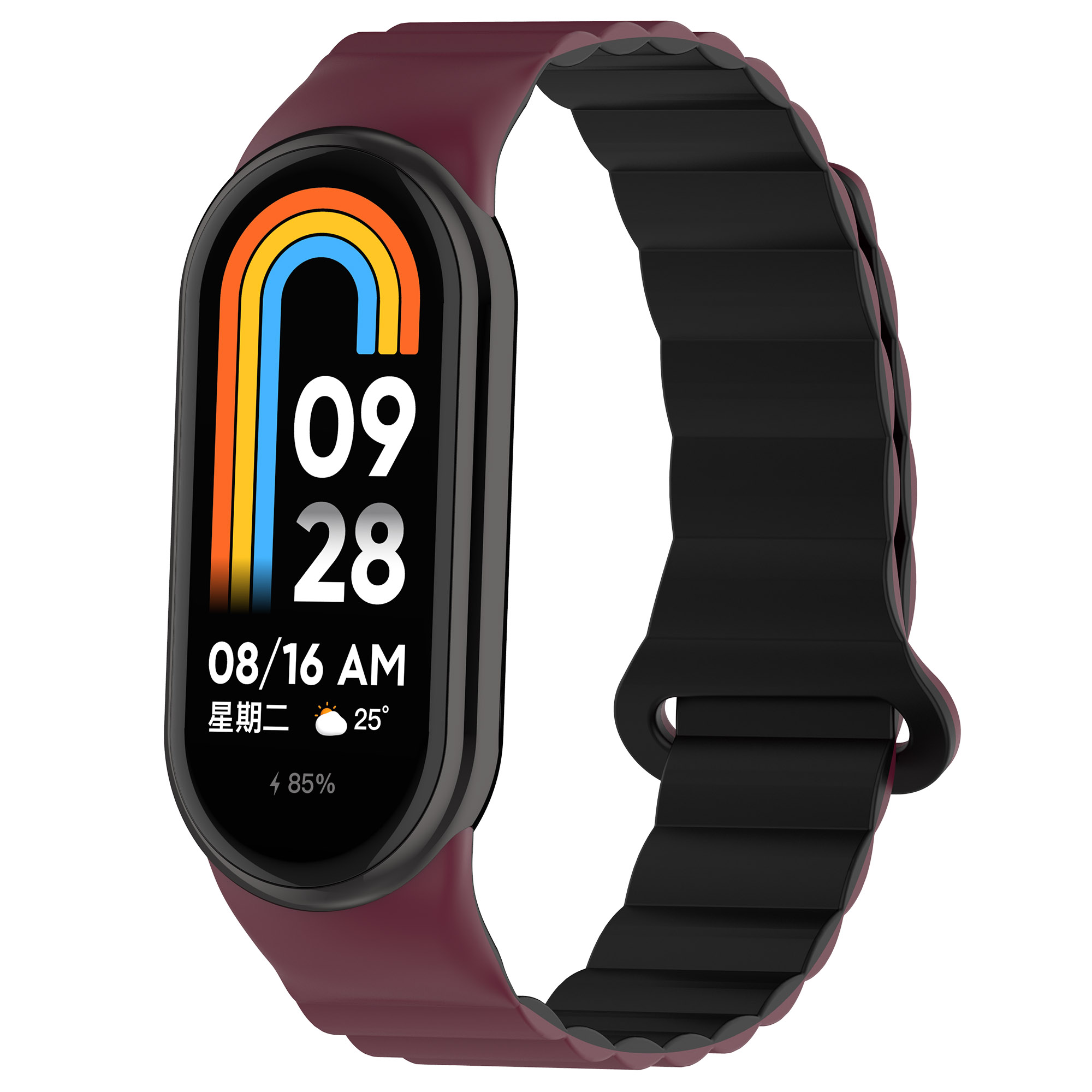 

Силиконовый ремешок для Xiaomi Mi Band 8, с магнитной застежкой, винно-черный, Бордовый;черный, Xiaomi Mi Band 16