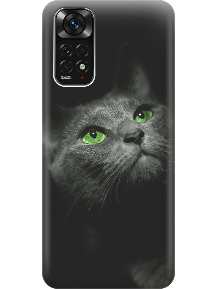 

Силиконовый чехол на Xiaomi Redmi Note 11 / Note 11S с принтом "Зеленоглазая кошка", Прозрачный;зеленый;серый;черный, 735250211