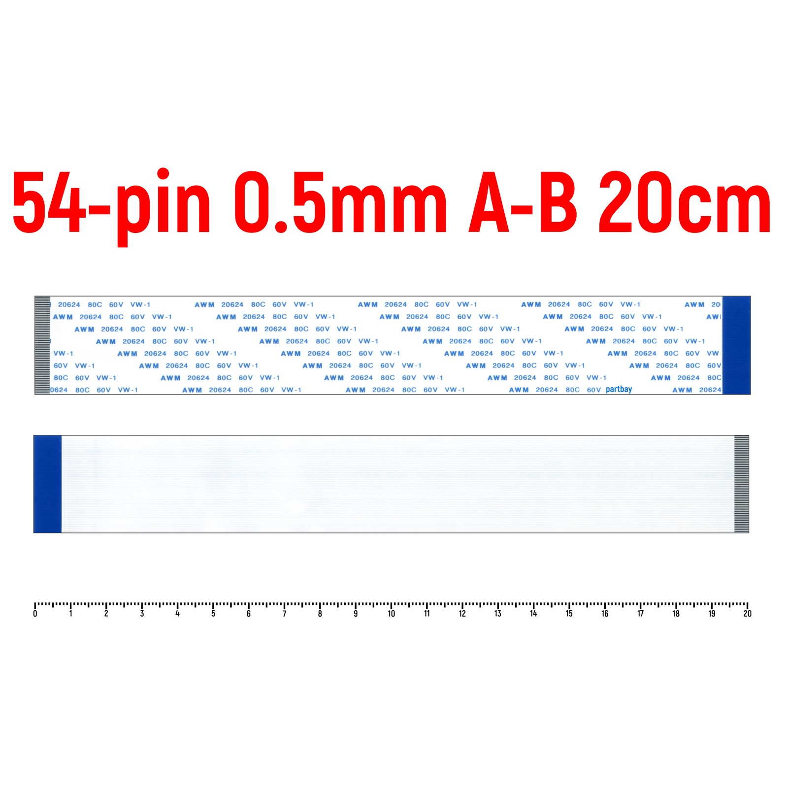 Шлейф OEM FFC 54-pin Шаг 0.5mm Длина 20cm Обратный A-B
