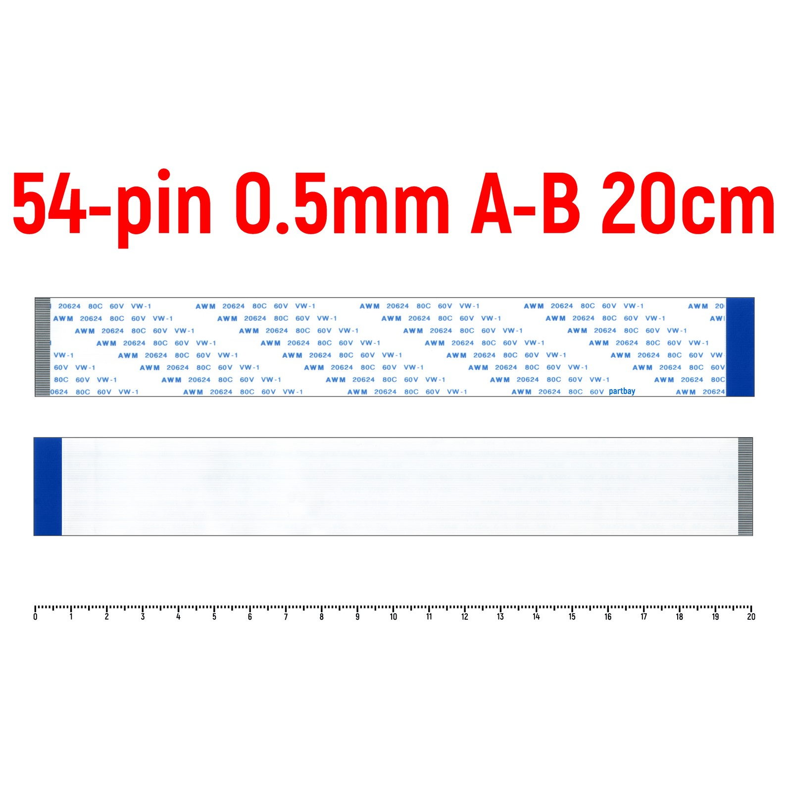 

Шлейф OEM FFC 54-pin Шаг 0.5mm Длина 20cm Обратный A-B