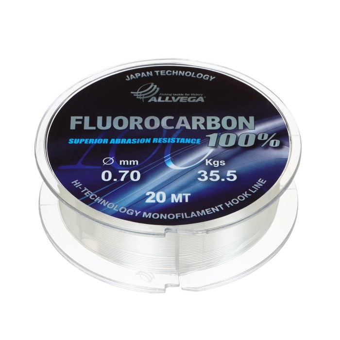 Леска монофильная Allvega Fx Fluorocarbon 100%, 0.70 мм, тест 35.5 кг, 20 м, прозрачная