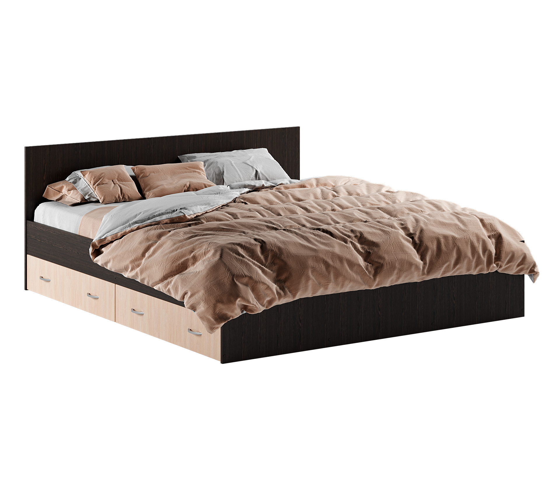 

Кровать RuHome24 Виктория 180х200 венге дуб с ящиками, Коричневый, Виктория