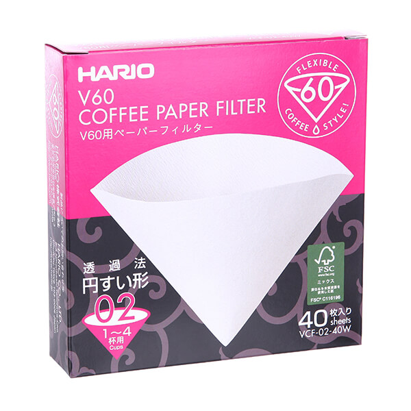 Фильтры Hario Бумажные для Воронок VCF-02-40w 40 шт. воронка для приготовления кофе ябодр vdc 02r
