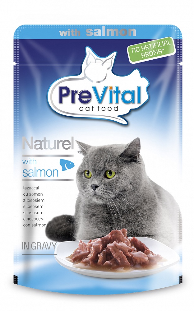 фото Влажный корм для кошек prevital naturel, лосось, 28шт, 100г