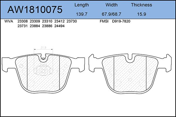 

Тормозные колодки AywiParts дисковые AW1810075
