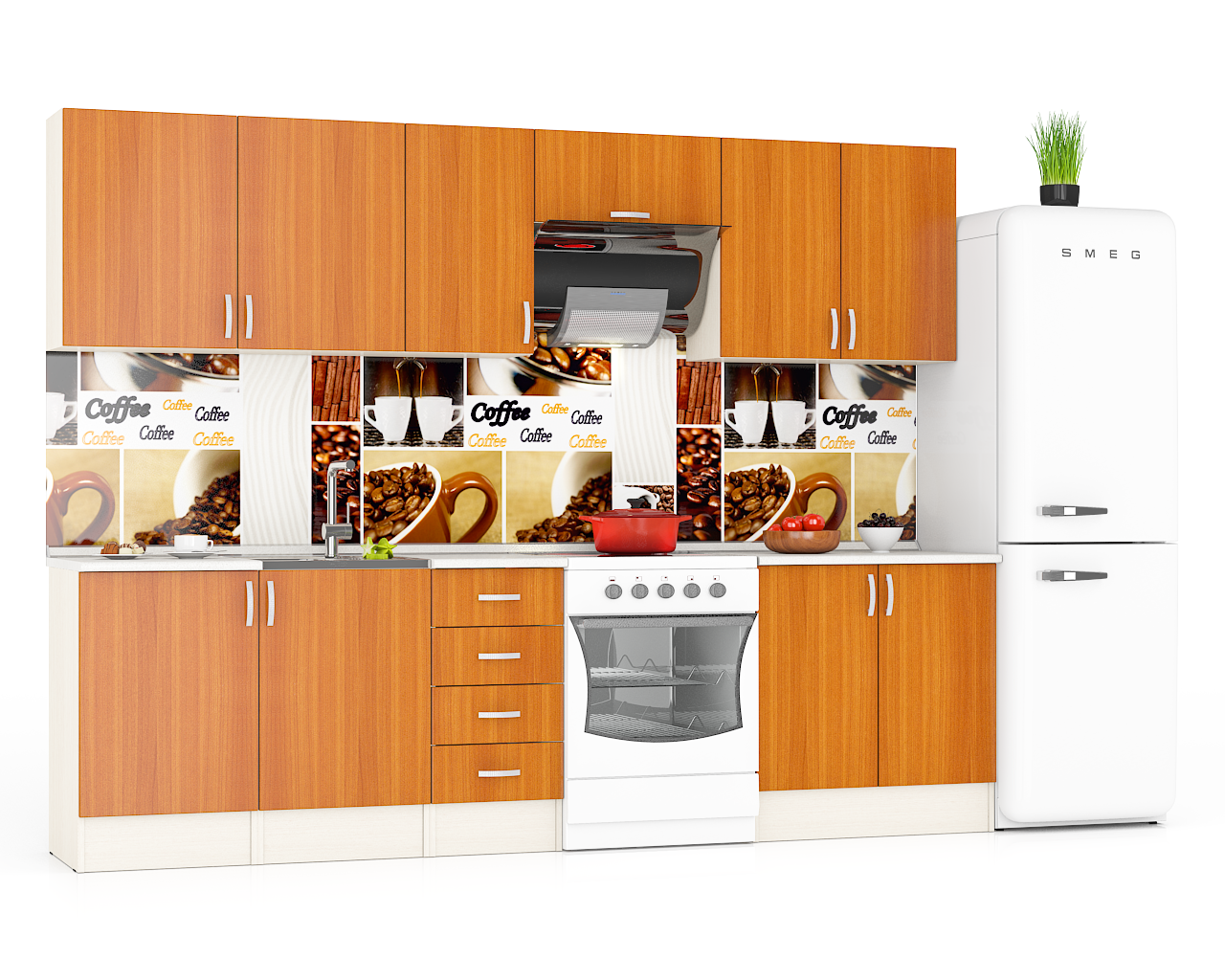 

Кухня Мебельный Двор Мери 09 дуб/вишня, 280х60х212 см, К09