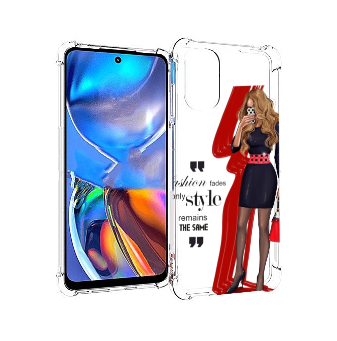 

Чехол MyPads Модная-девушка женский для Motorola Moto E32, Прозрачный, Tocco