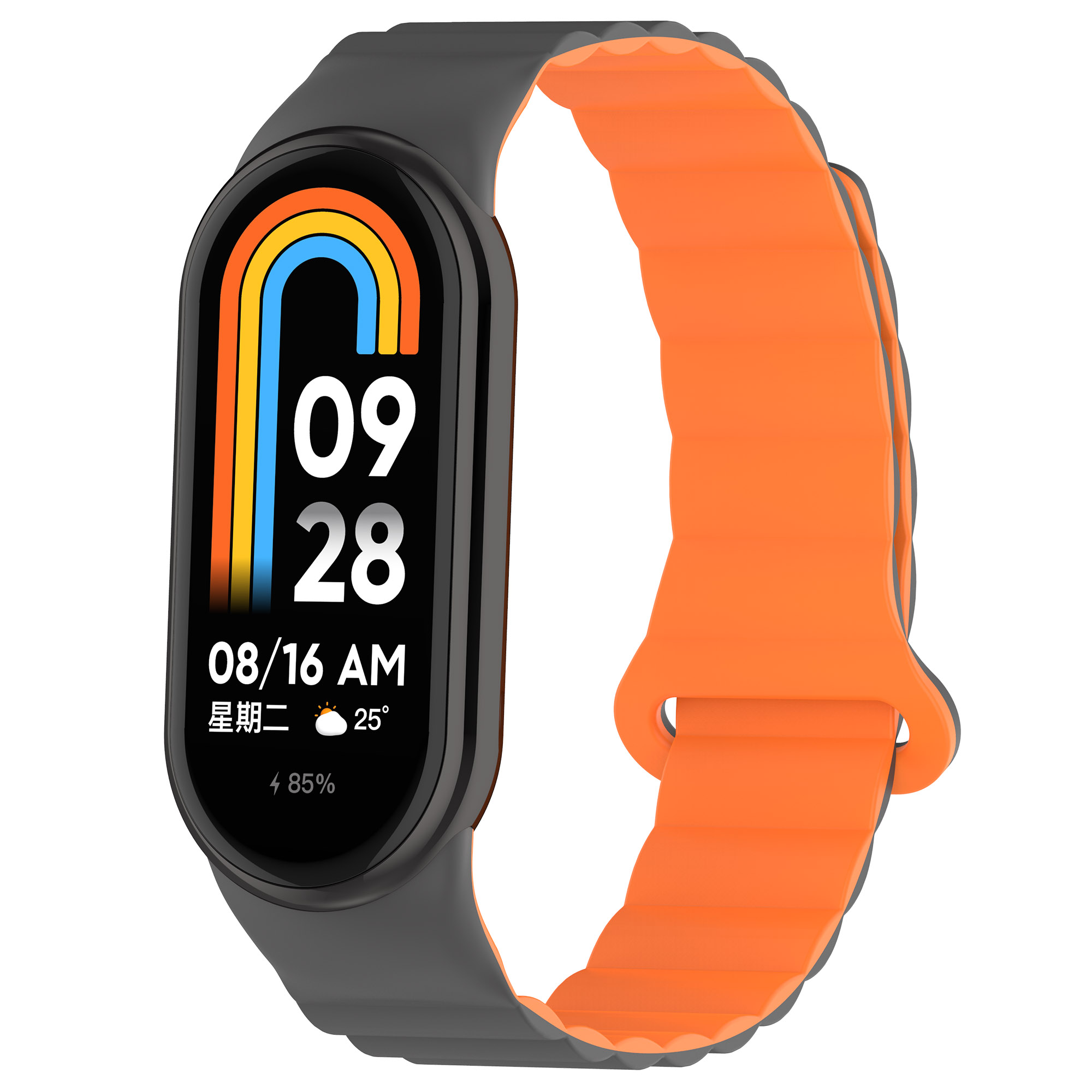 

Силиконовый ремешок для Xiaomi Mi Band 8, с магнитной застежкой, серо-оранжевый, Серый;оранжевый, Xiaomi Mi Band 13