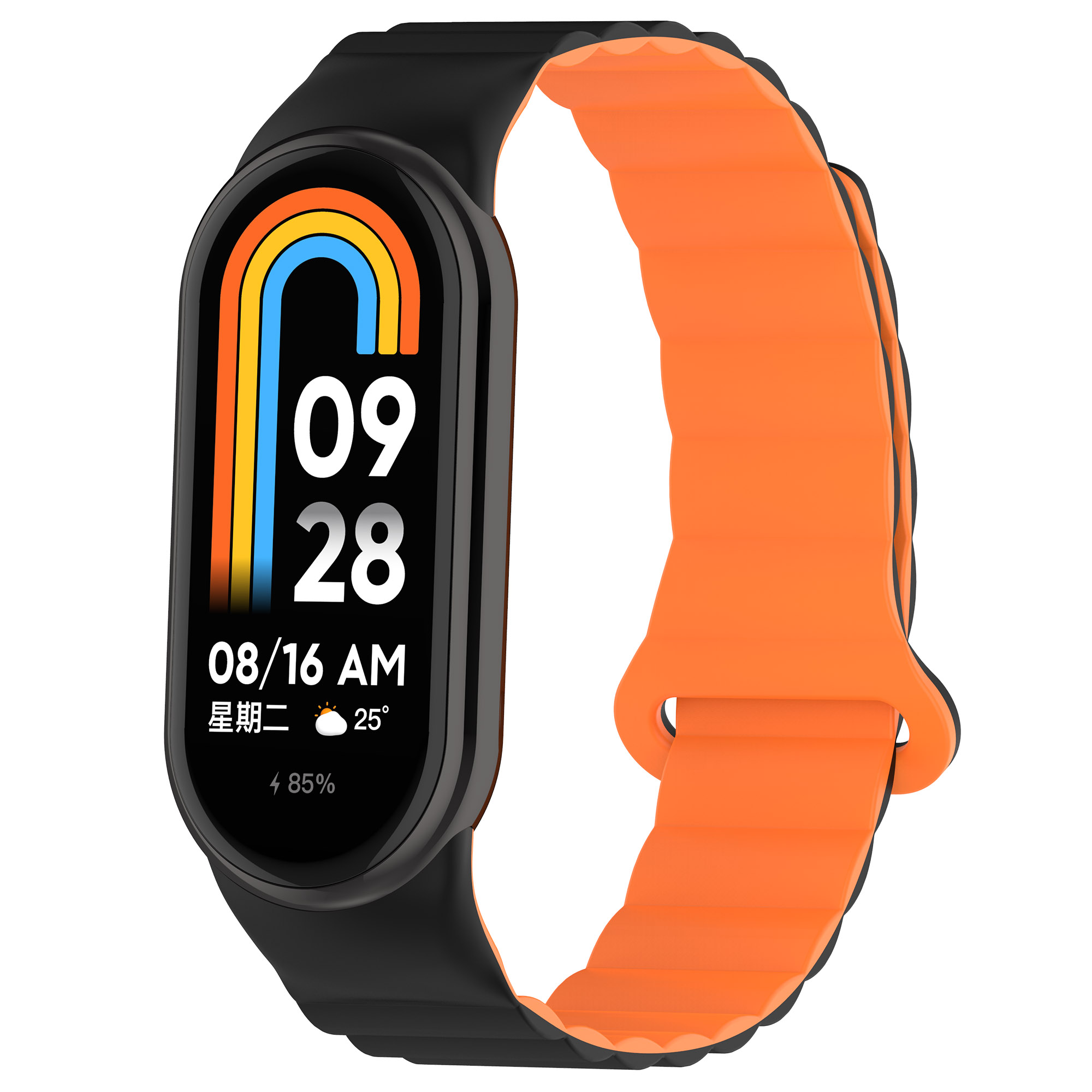 

Силиконовый ремешок для Xiaomi Mi Band 8, с магнитной застежкой, черно-оранжевый, Черный;оранжевый, Xiaomi Mi Band 12