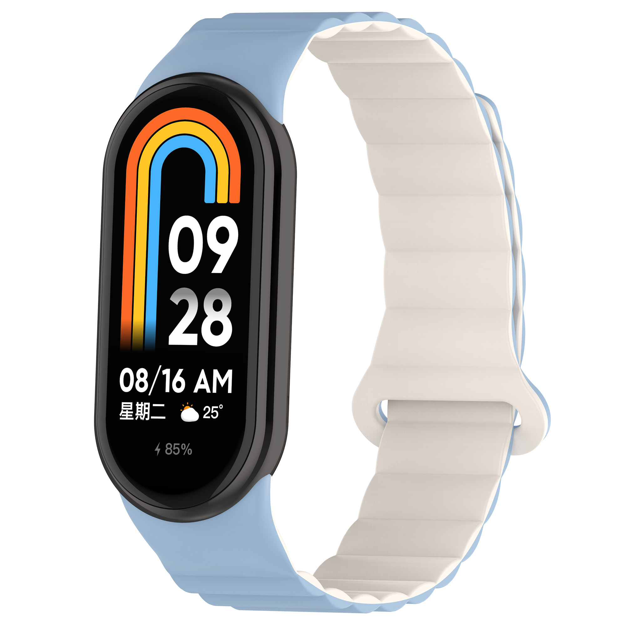 

Силиконовый ремешок для Xiaomi Mi Band 8, с магнитной застежкой, лунно-голубой, Бежевый;голубой, Xiaomi Mi Band 8