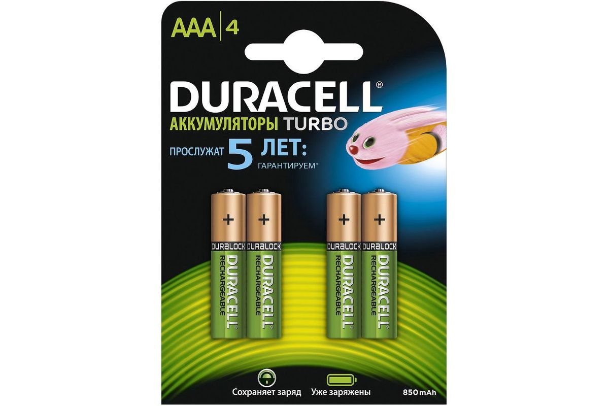 

Аккумулятор Duracell Rechargeable HR03-4BL AAA NiMH 850mAh