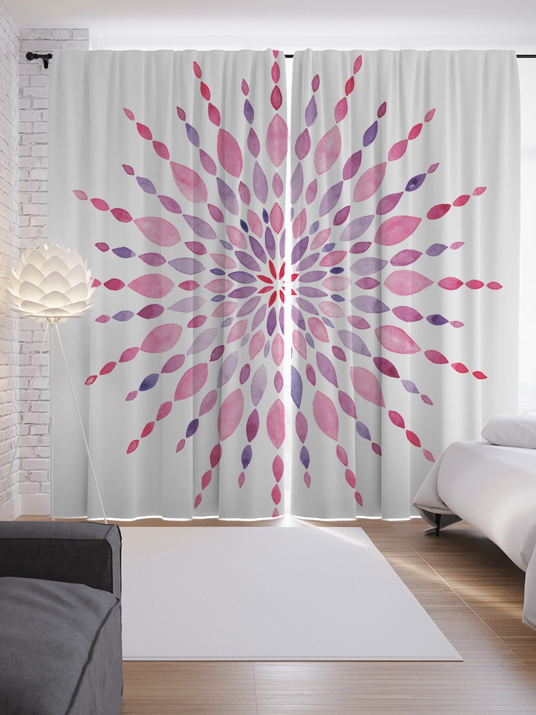 

Шторы JoyArty с фотопечатью "Лучистая мандала" из сатена, 290х265 см, Лучистая мандала