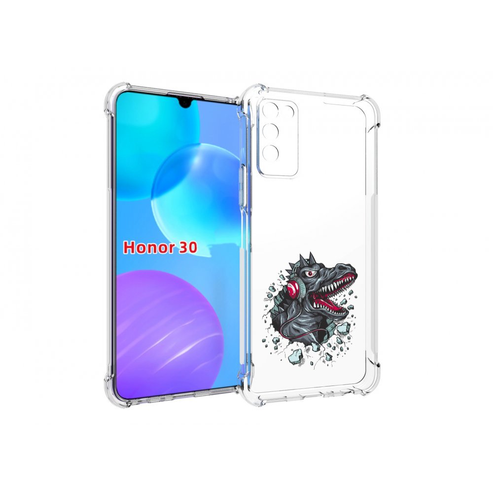 

Чехол MyPads Нарисованный динозавр в наушниках для Huawei Honor 30 Lite, Tocco
