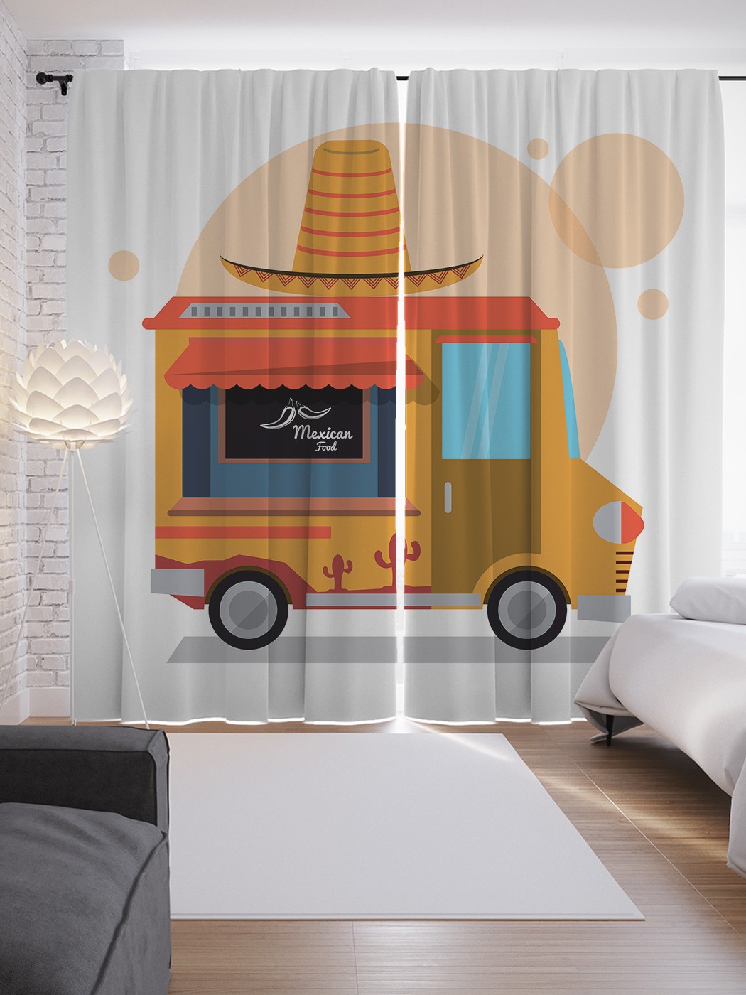 

Шторы JoyArty с фотопечатью "Мексиканский фуд-трак" из сатена, 290х265 см, Мексиканский фуд-трак