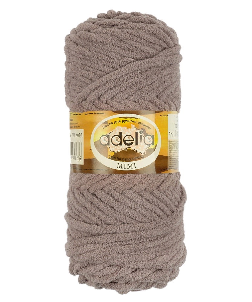 

Пряжа ADELIA MIMI №14 серо-коричневая 100% полиэстер, 5 х 100 гр, 80 м +/- 4 м