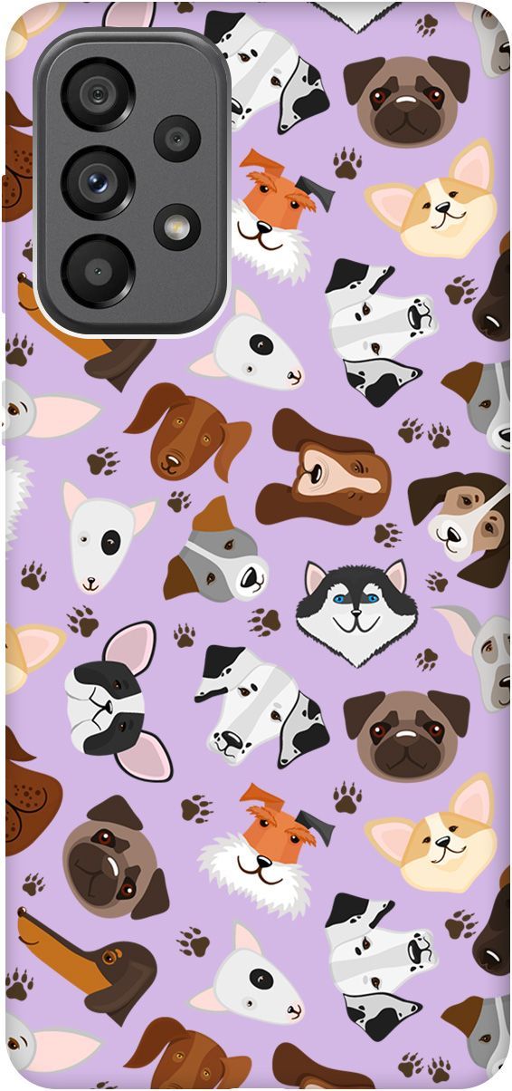 

Чехол на Samsung Galaxy A73 5G с принтом "Dogs Pattern" сиреневый, Фиолетовый;коричневый, 10587
