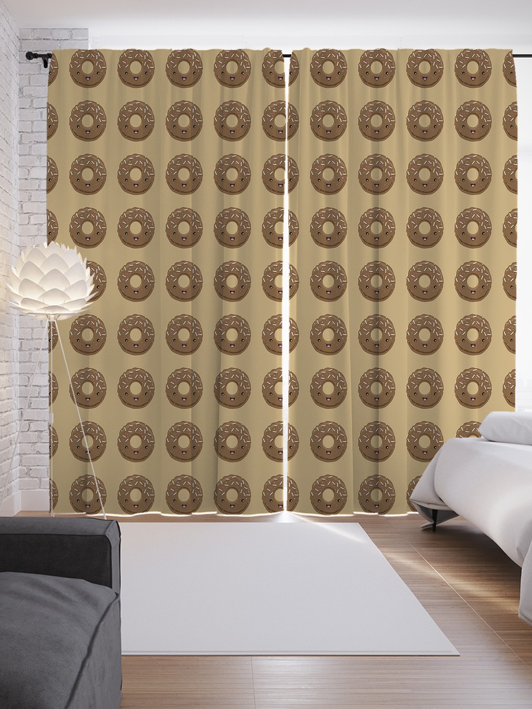 

Шторы JoyArty с фотопечатью "Веселые пончики" из сатена, 290х265 см, Веселые пончики