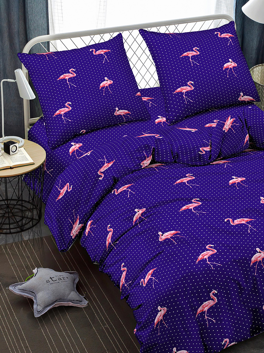 

Комплект постельного белья Amore Mio BZ QR Flamingo DKBL SINGLE M, макосатин, 1,5 сп, Flamingo