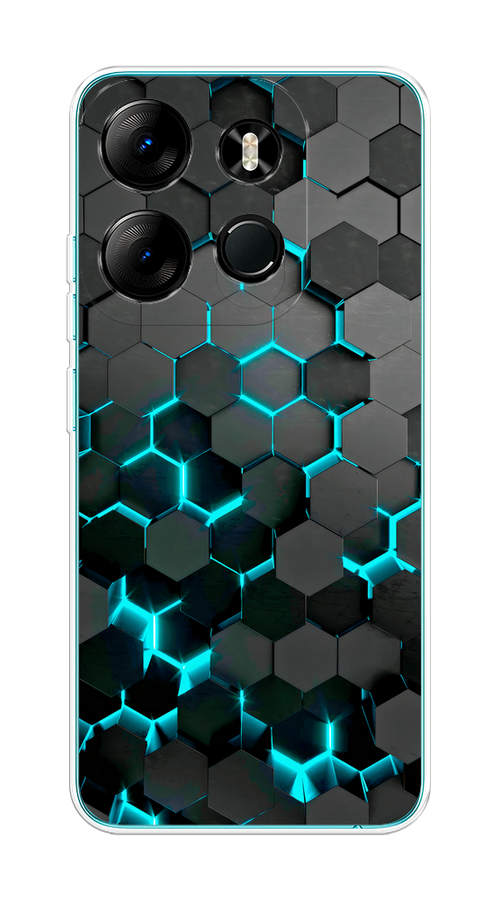 

Чехол Awog на Tecno Spark Go 2023/Infinix Smart 7 "Соты бирюзовые", Черный;бирюзовый;синий, 303150-1
