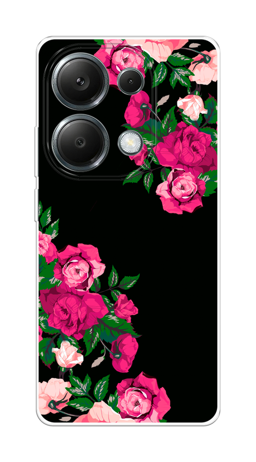 

Чехол на Xiaomi Redmi Note 13 Pro 4G "Розы фуксия", Черный;розовый;зеленый, 321650-1