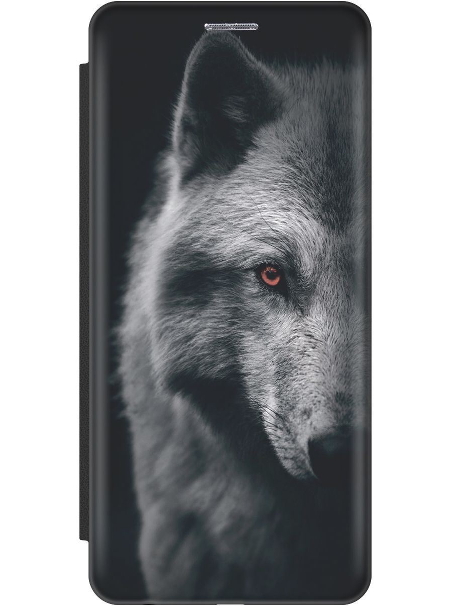 

Чехол-книжка на Samsung Galaxy A70/A70s "Красноглазый волк" черный, Красный;серый, 9626