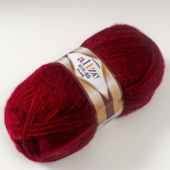 

Пряжа ALIZE Angora Real 40 Plus, 225 мх100 г, 57 бордо, Angora Real 40