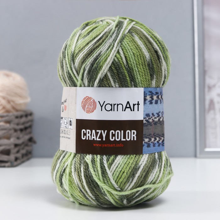 

Пряжа YarnArt Crazy color 25% шерсть, 75% акрил 260 м /100 гр (115), Зеленый