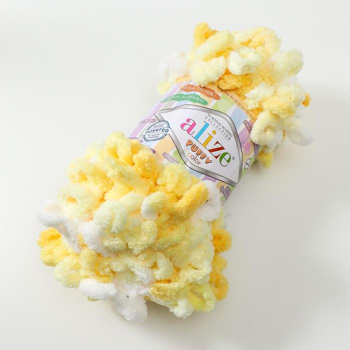 

Пряжа ALIZE Puffy color, 100% микрополиэстер, 9 мх100 г, 5921, Желтый