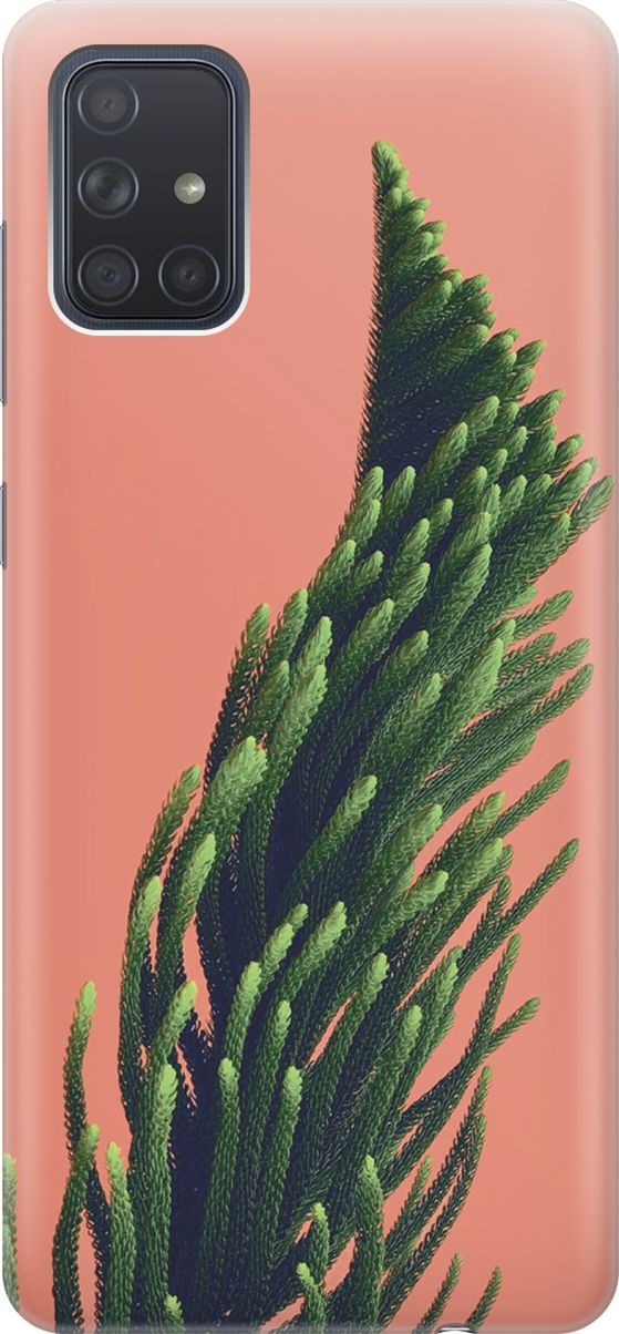 

Силиконовый чехол на Samsung Galaxy A71 с принтом "Хвоя на розовом", Зеленый;розовый, 7204