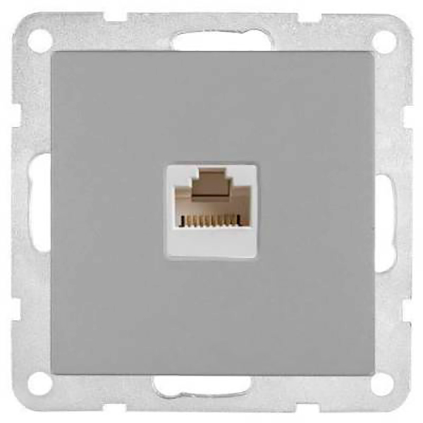 

Розетка внутренняя EL-Bi, 2*RJ-45 cat5Е, без рамки-вставки, Silver
