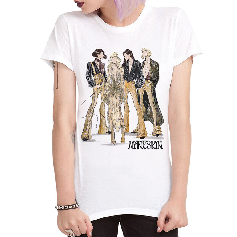 

Футболка женская Dream Shirts Maneskin Женская MAN-7894521 белая L, Maneskin Женская MAN-7894521
