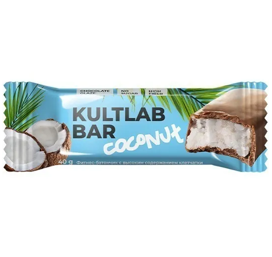 Кокосовый батончик Kultlab Bar Coconut без сахара, 40 г х 20 шт