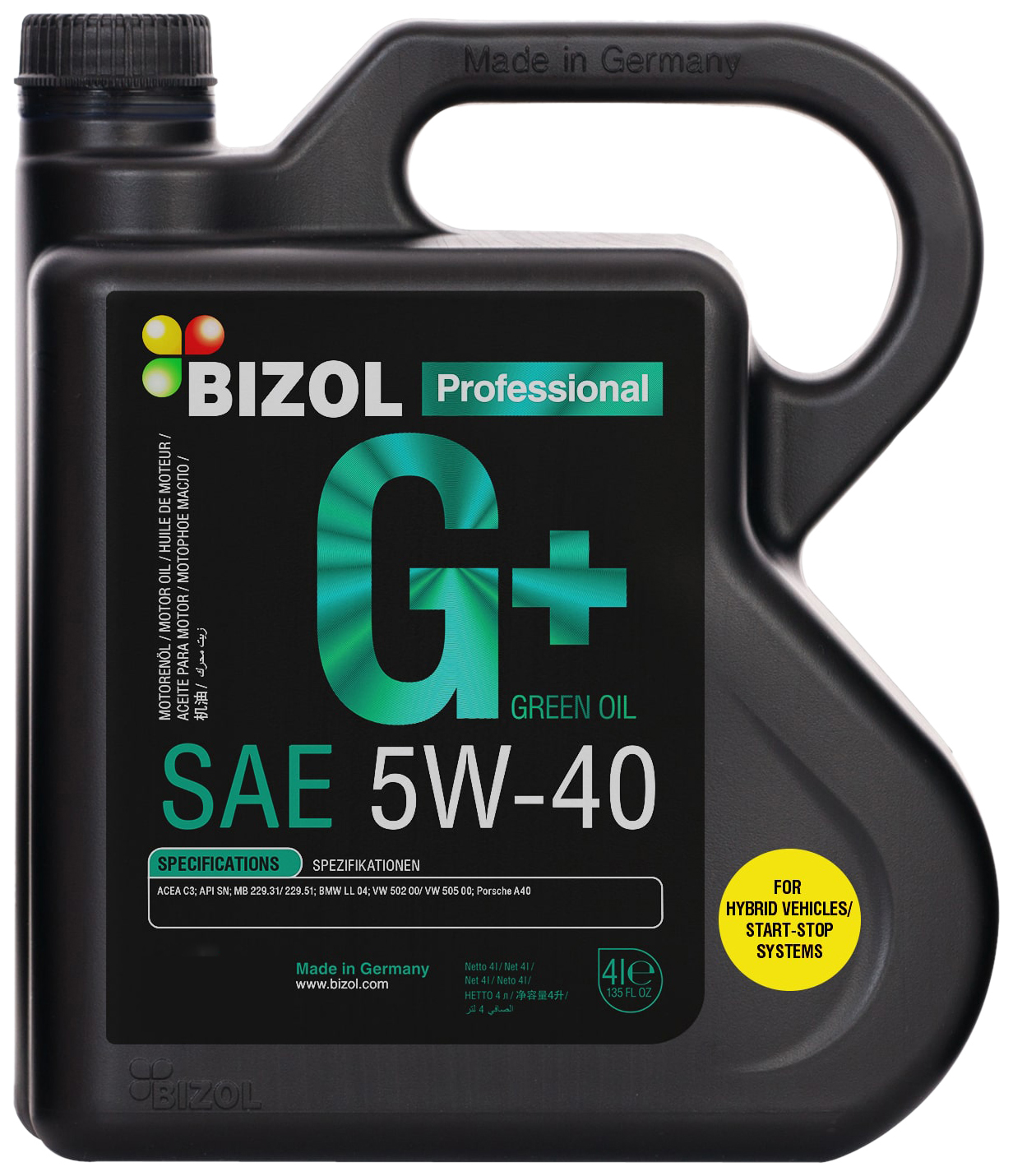Моторное масло BIZOL Green Oil 5W40 4л