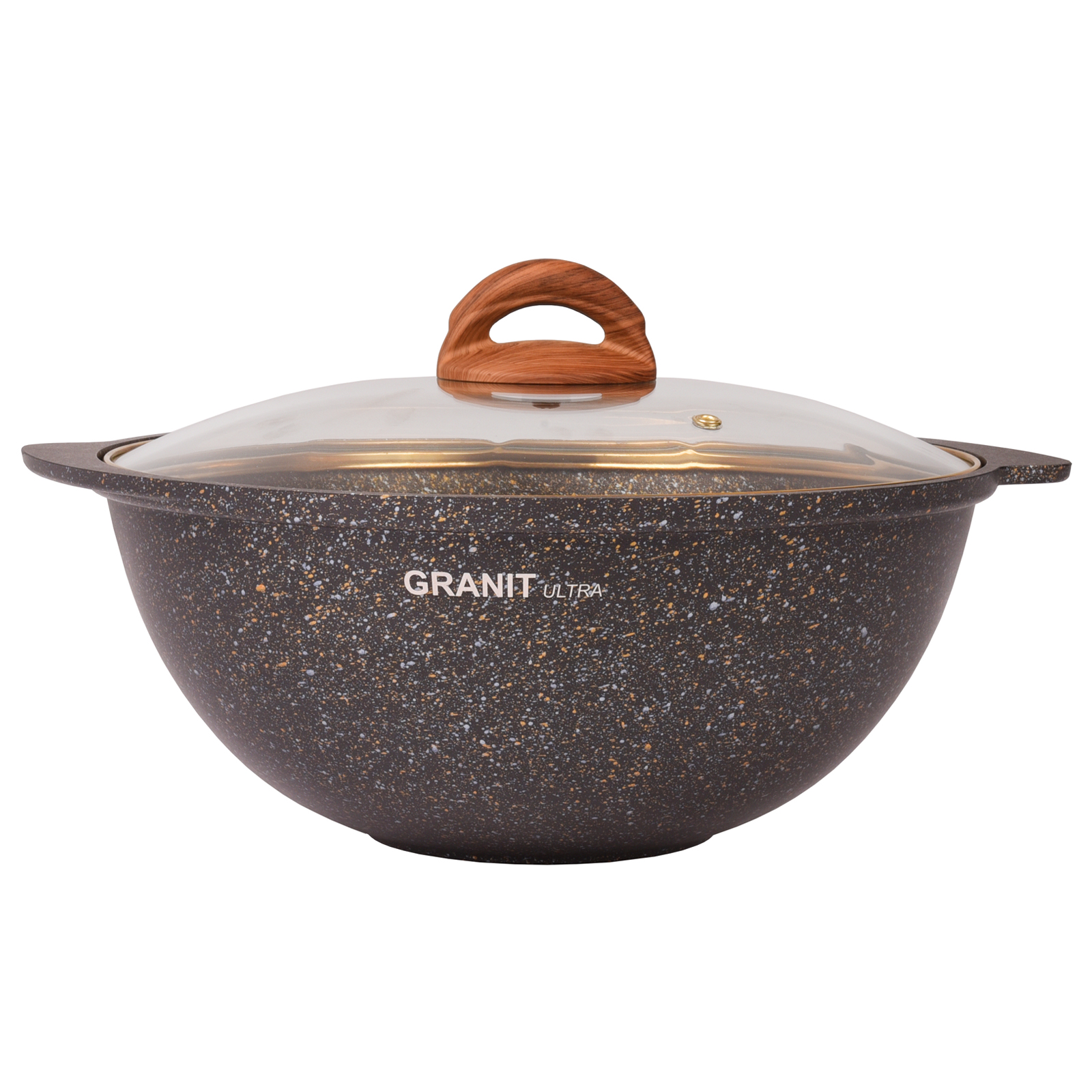 Казан KUKMARA литой 4.5л для плова стеклянная крышка granit ultra black-gold кгбг47а