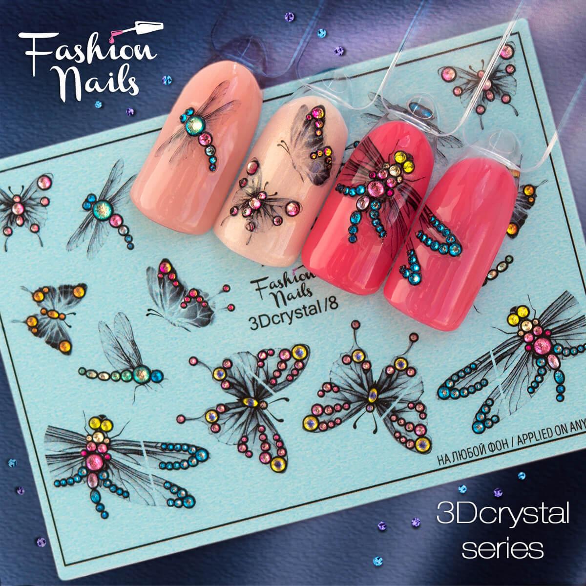 Слайдер дизайн 3D со стразами Fashion Nails CR08